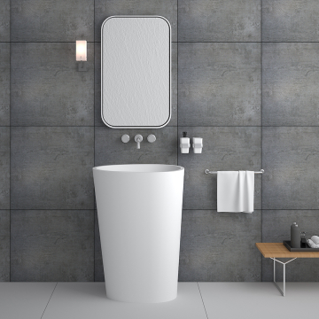 Lavabo totem ovale à poser Blanc Mat - Soukané