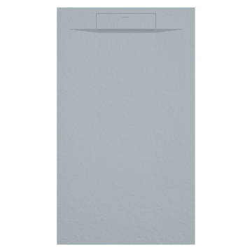 Receveur de douche rectangulaire gris, en résine, texture pierre, surface antidérapante 