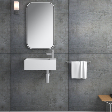 Lavabo rectangulaire suspendu Blanc mat - Gemena