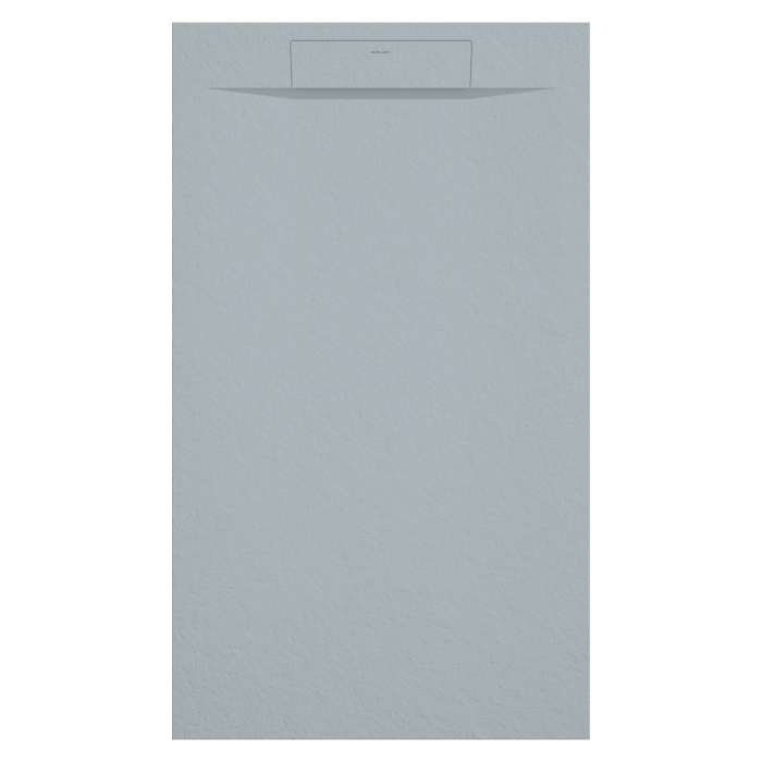 Receveur de douche rectangulaire gris, en résine, texture pierre, surface antidérapante 