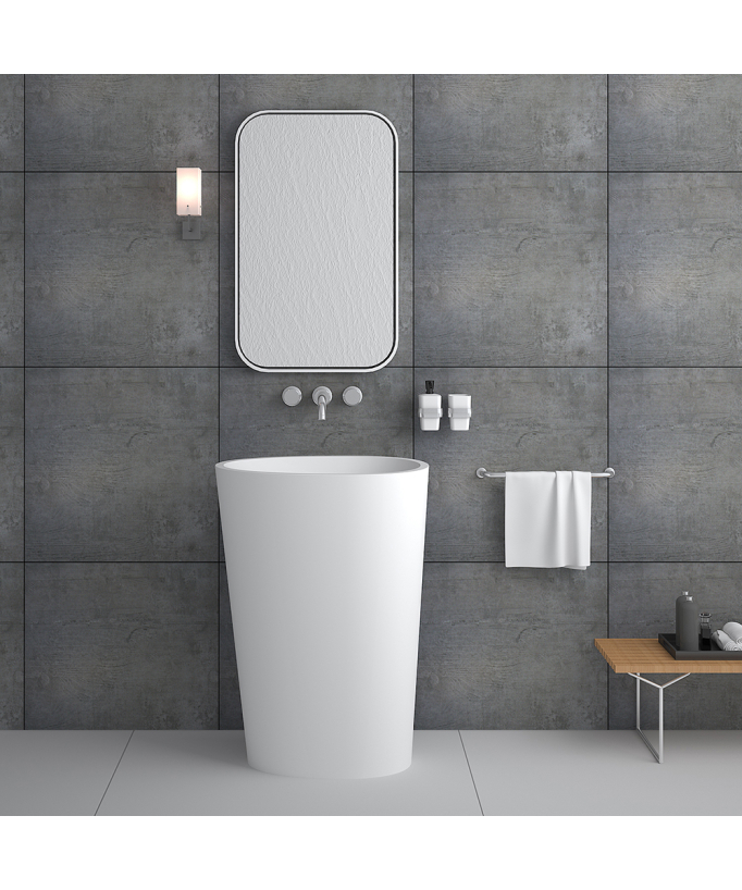 Lavabo totem ovale à poser Blanc Mat - Soukané