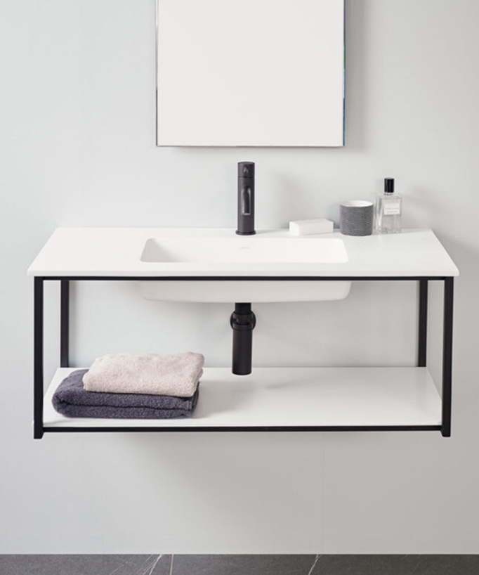 Meuble suspendu Uno metal avec plan-vasque
