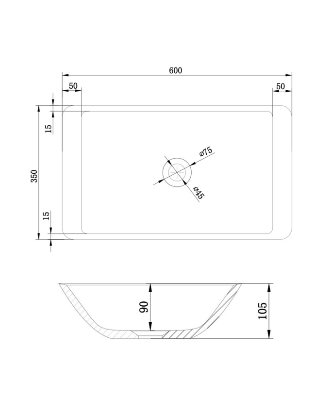 Vasque rectangulaire à poser Blanc mat - Niari