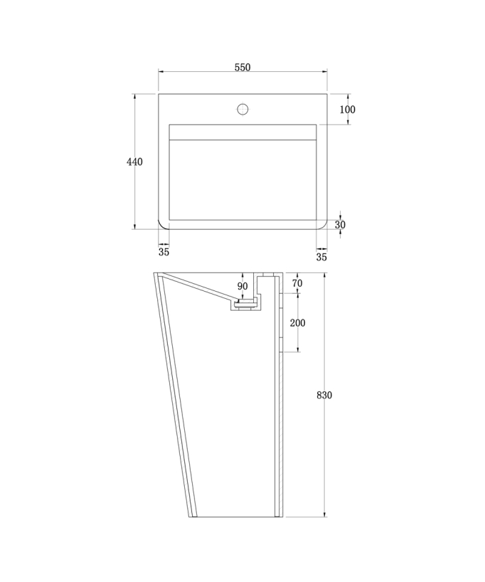 Lavabo totem rectangle à poser Blanc mat - Linzolo