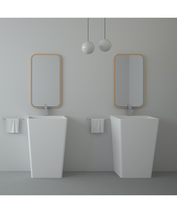 Lavabo totem rectangle à poser Blanc mat - Linzolo