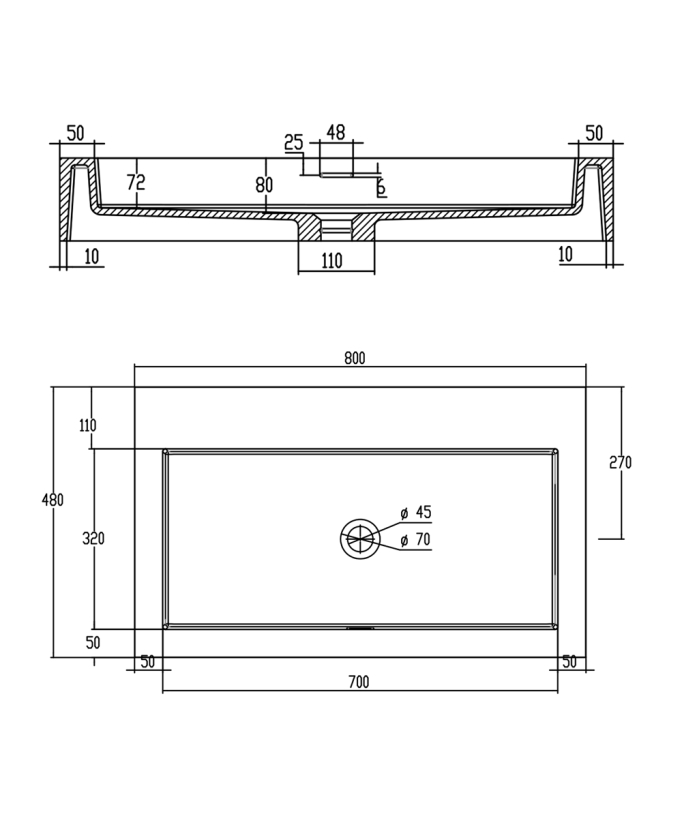 Lavabo rectangulaire suspendu Blanc mat - Beni