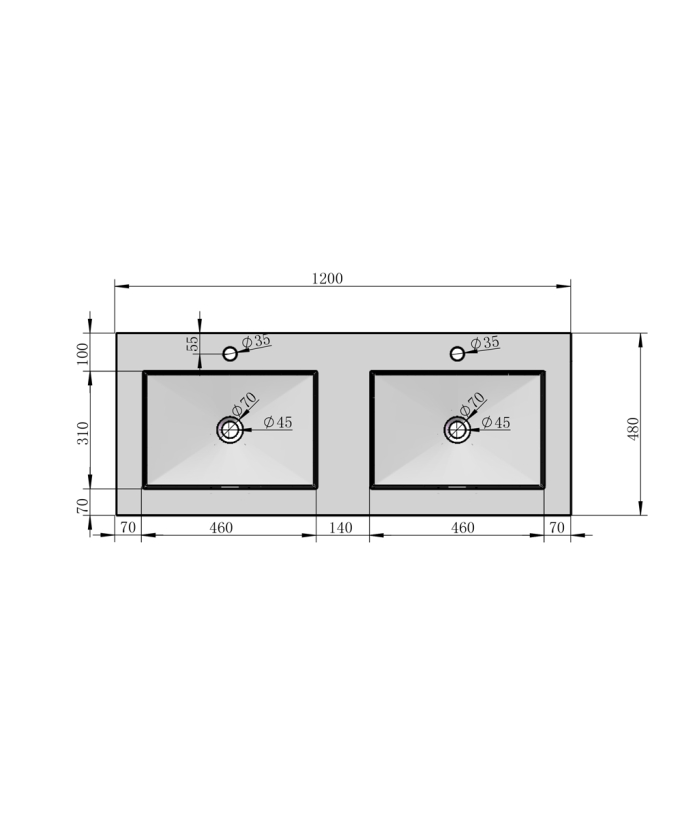 Lavabo rectangulaire suspendu Blanc mat - Lodja