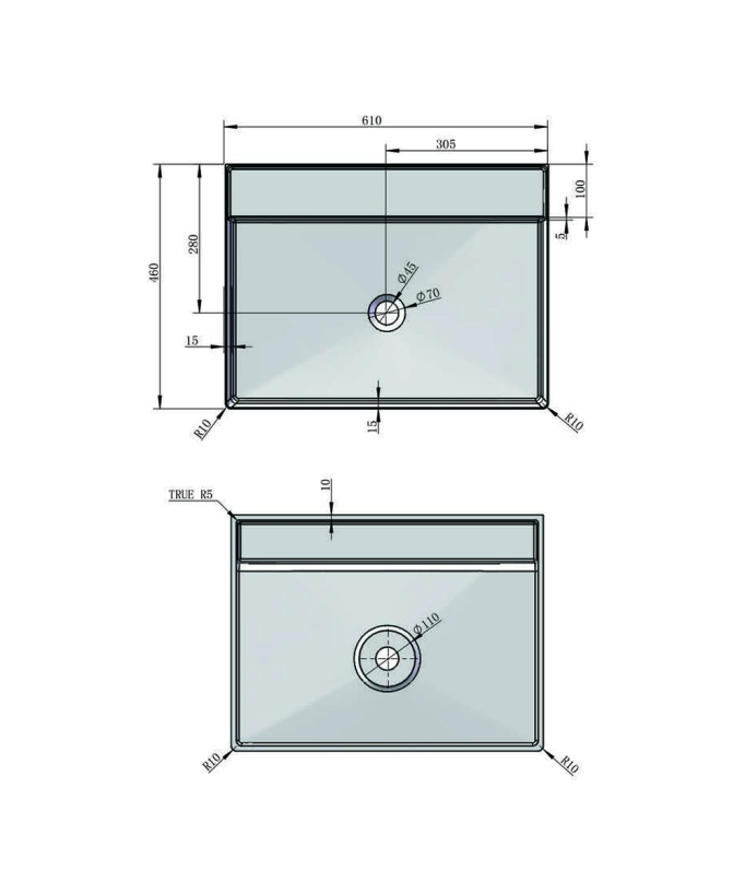 Vasque rectangulaire à poser Blanc mat - Baraka