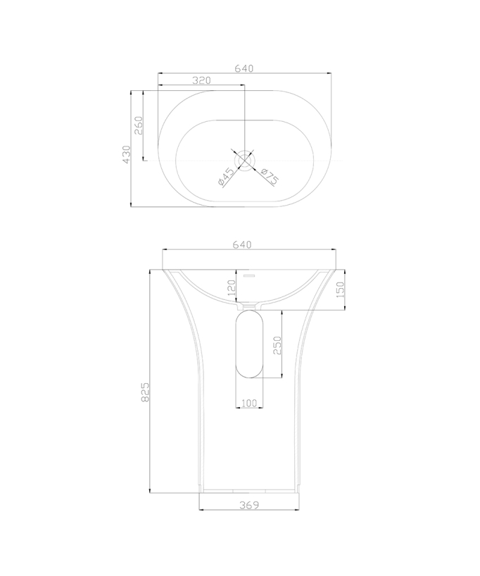 Lavabo totem ovale à poser Blanc Mat - Madingo