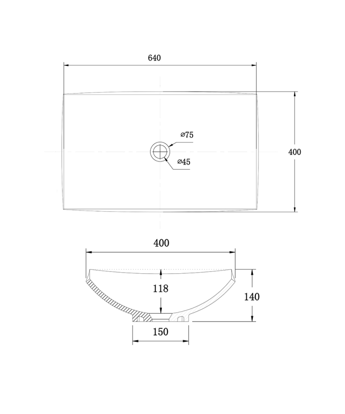 Vasque rectangulaire à poser Blanc mat - Kamina