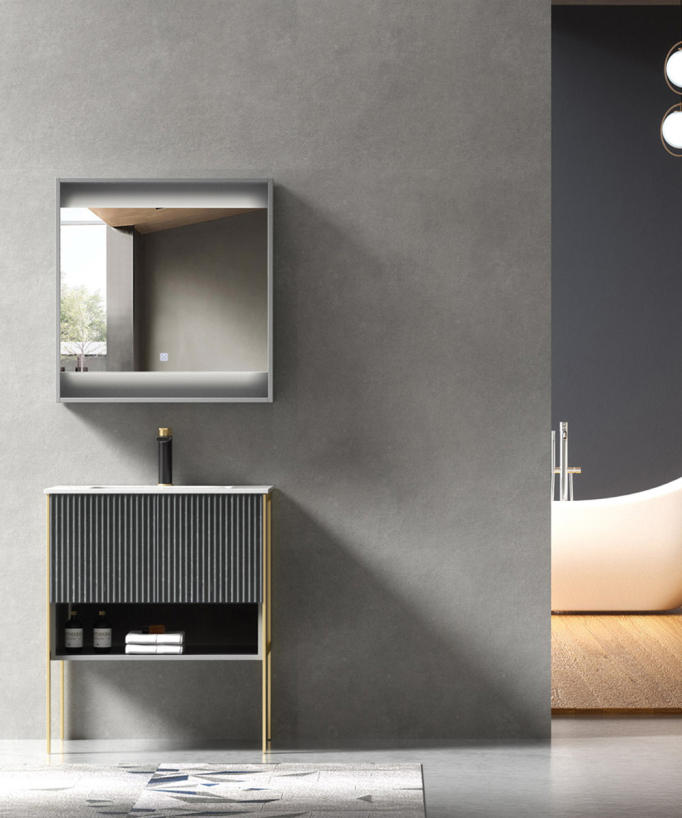 Meuble de salle de bain Gris Calcutta - 70 cm