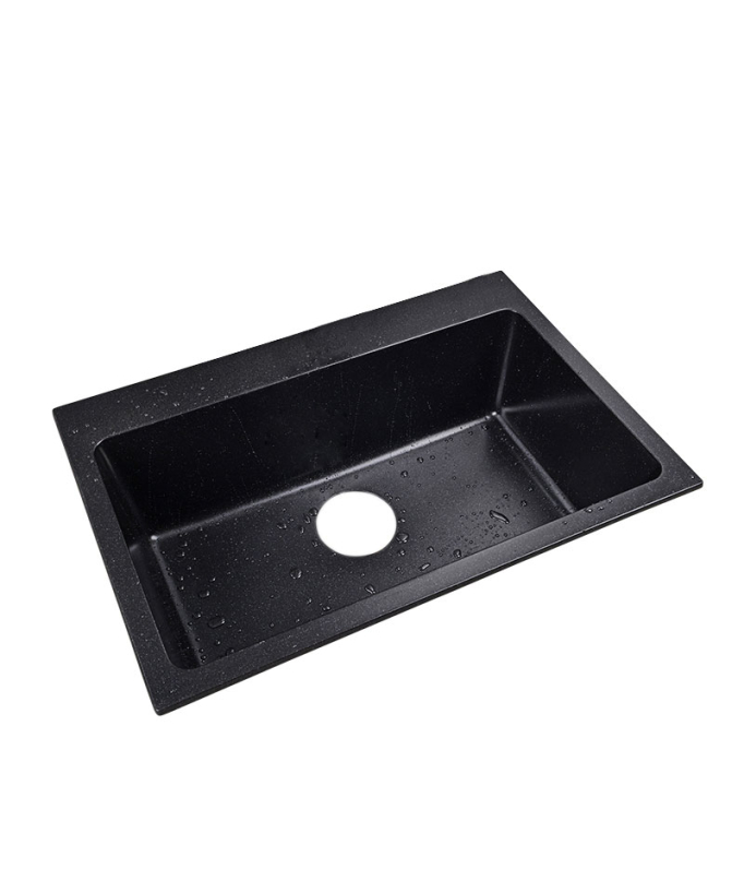 Evier de cuisine simple 680 mm - granit noir mat - Lotus