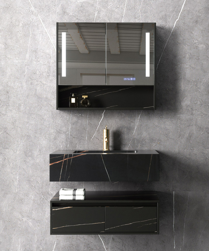 Meuble de salle de bain Noir Madras - 80 cm