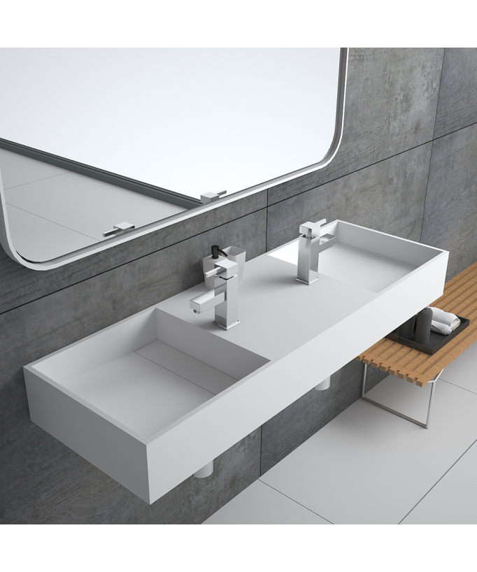 Lavabo rectangulaire suspendu Blanc mat - Katango