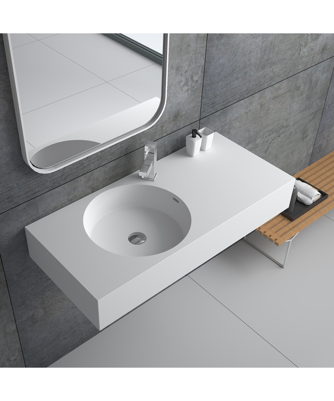 Lavabo rectangulaire suspendu Blanc mat - Uele