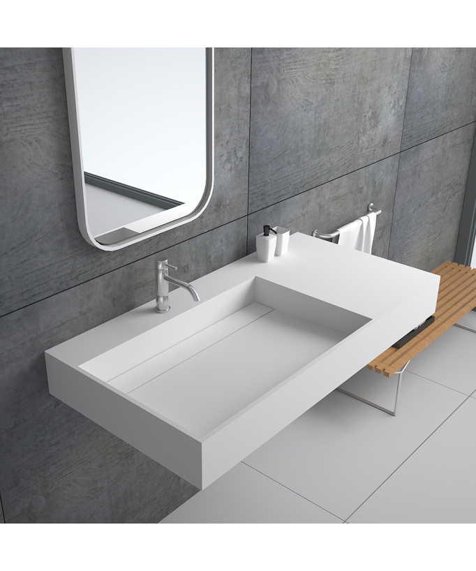 Lavabo rectangulaire suspendu Blanc mat - Bandundu