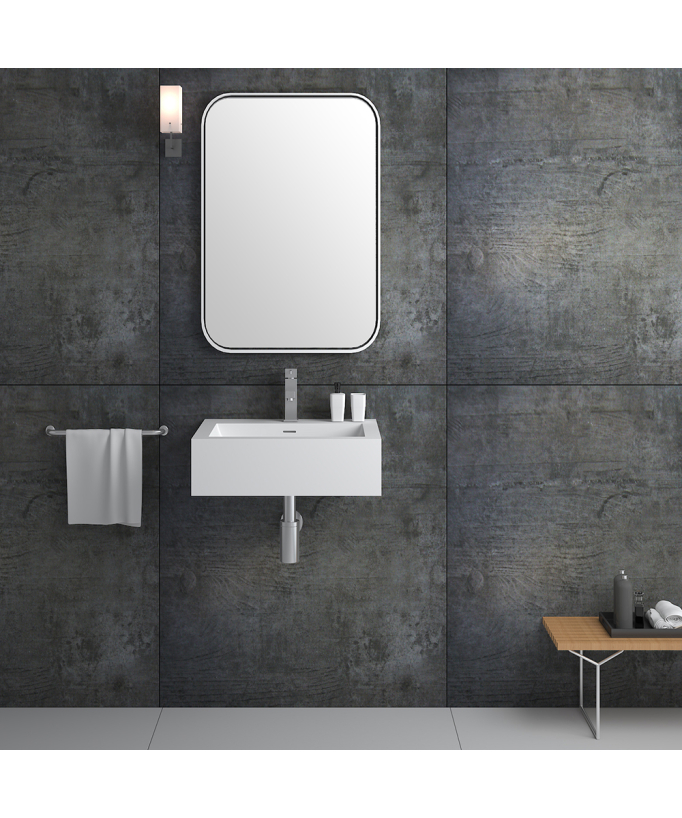 Lavabo rectangulaire suspendu Blanc mat - Kongo