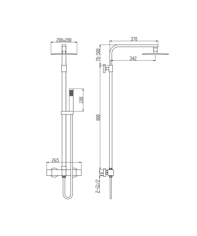 Colonne de douche thermostatique Chromé - Sirius