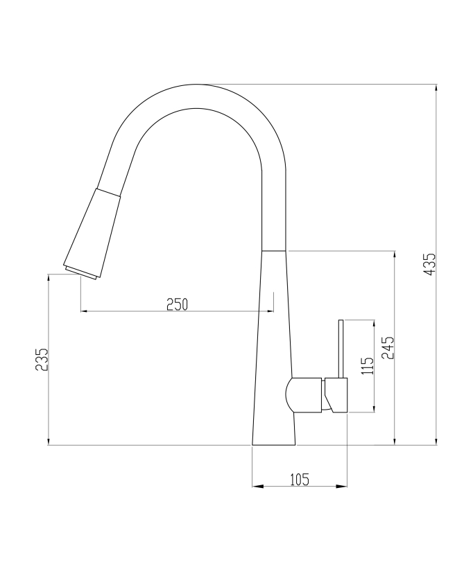 Robinet mitigeur cuisine, extractible - Doré brossé