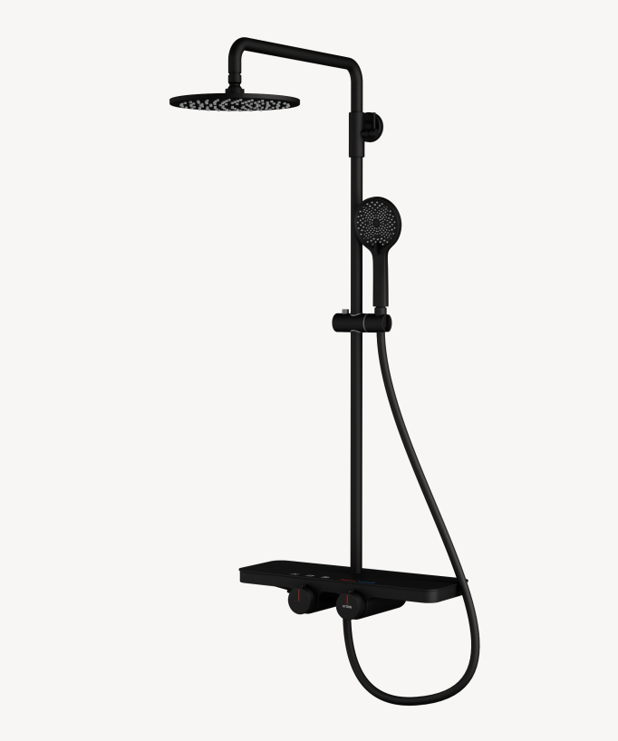 Colonne de douche tablette ronde - Noir