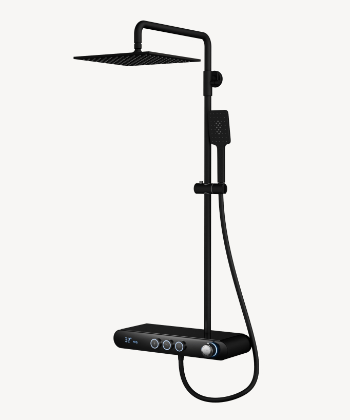 Colonne de douche & bain avec tablette Noir - Tabarca