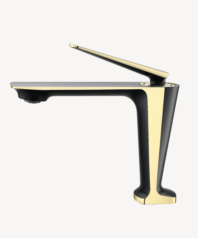 Robinet mitigeur lavabo bas Noir & doré - Tureis