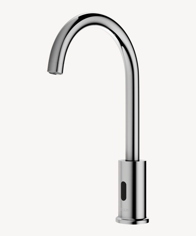 Robinet lavabo automatique haut de la gamme Pula , finition chromée, fonctionnement à l'eau froide, marque Kroos