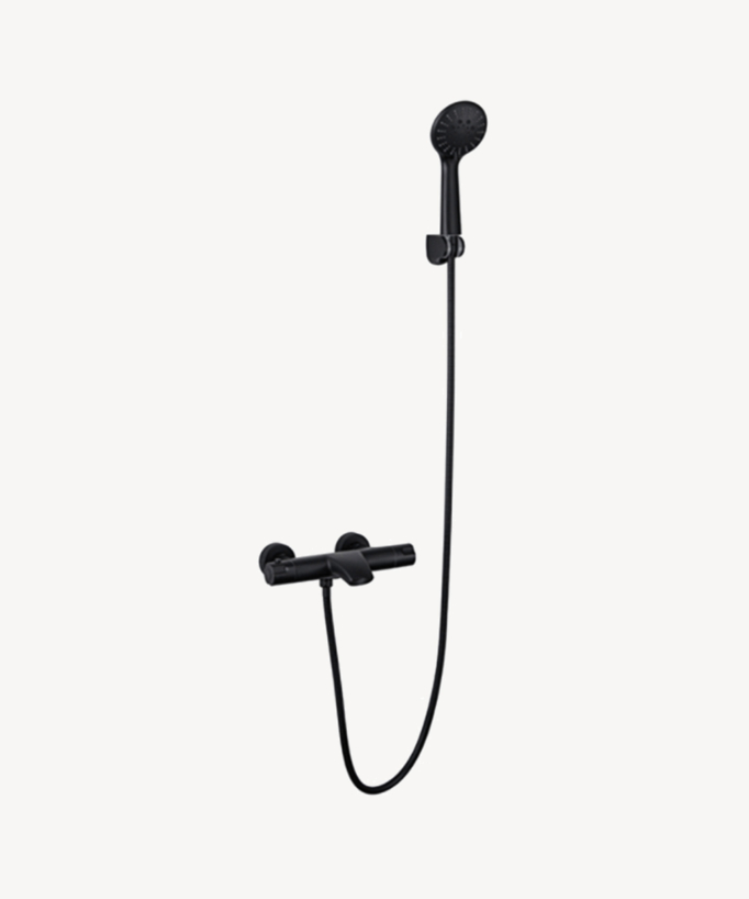Robinet mitigeur bain-douche mural thermostatique - Noir