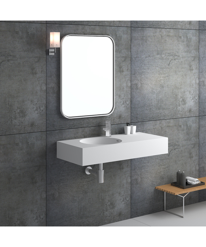 Lavabo rectangulaire suspendu Blanc mat - Uele