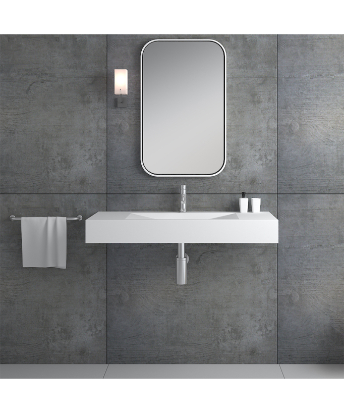 Lavabo rectangulaire suspendu Blanc mat - Kivu