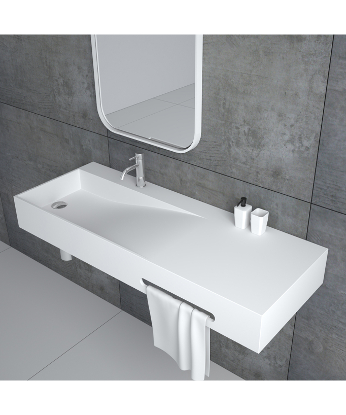 Lavabo rectangulaire suspendu Blanc mat - Gandajika