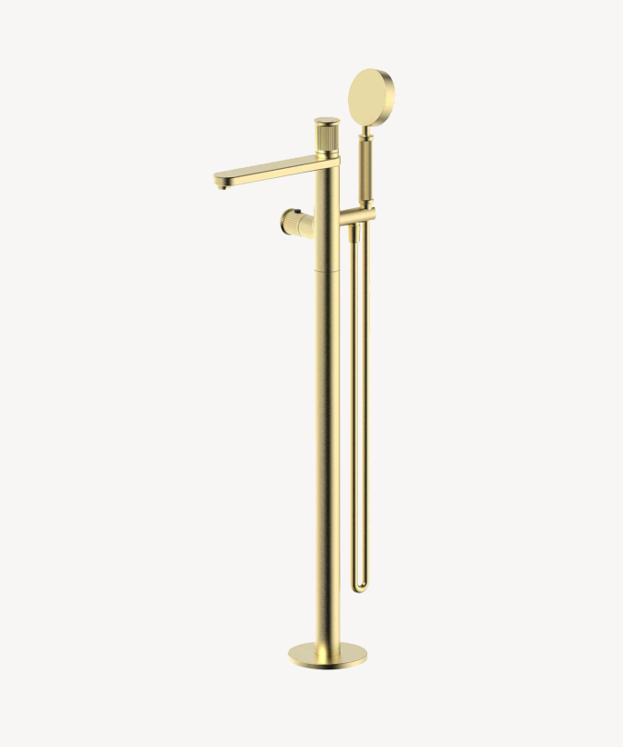 Mitigeur thermostatique de baignoire sur pied Doré Brossé - Hera