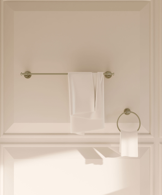 Anneau porte-serviettes mural Doré brossé - Hera