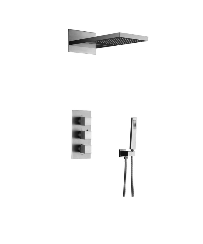 Composition de douche thermostatique Nickel brossé -  Sirius