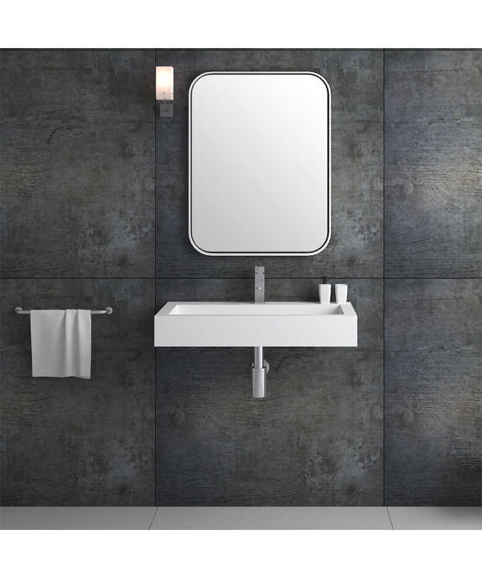 Lavabo rectangulaire suspendu Blanc mat - Beni