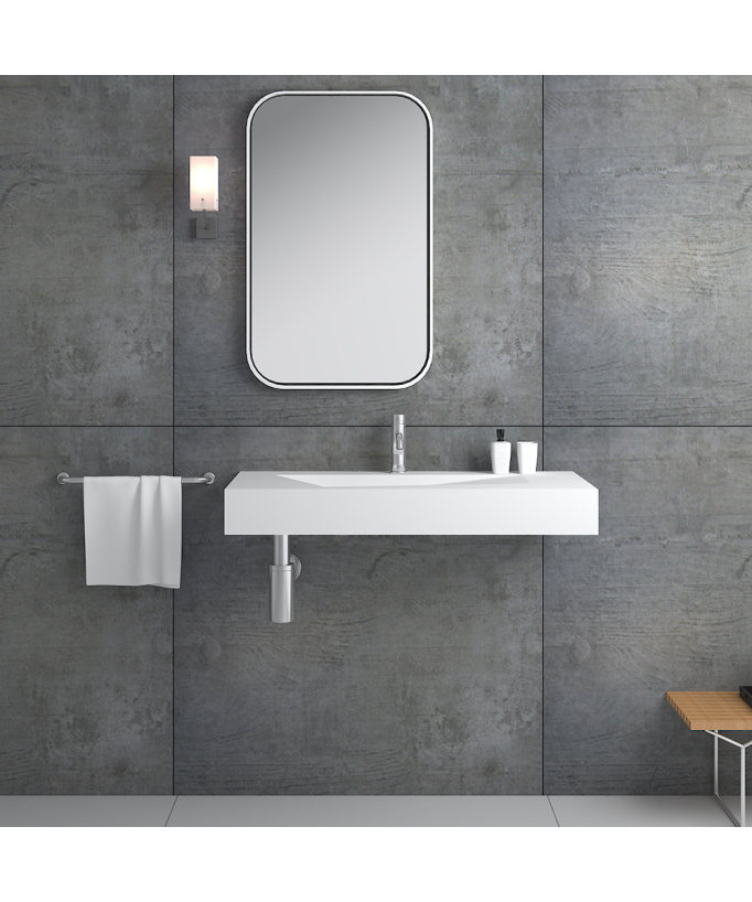 Lavabo rectangulaire suspendu Blanc mat - Kipushi