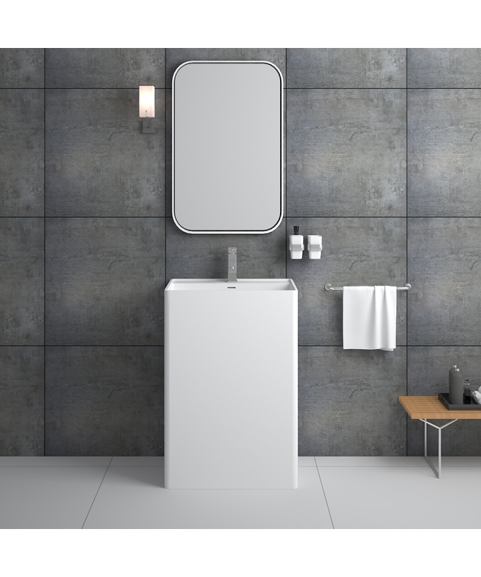 Lavabo totem rectangle à poser Blanc mat - Diosso