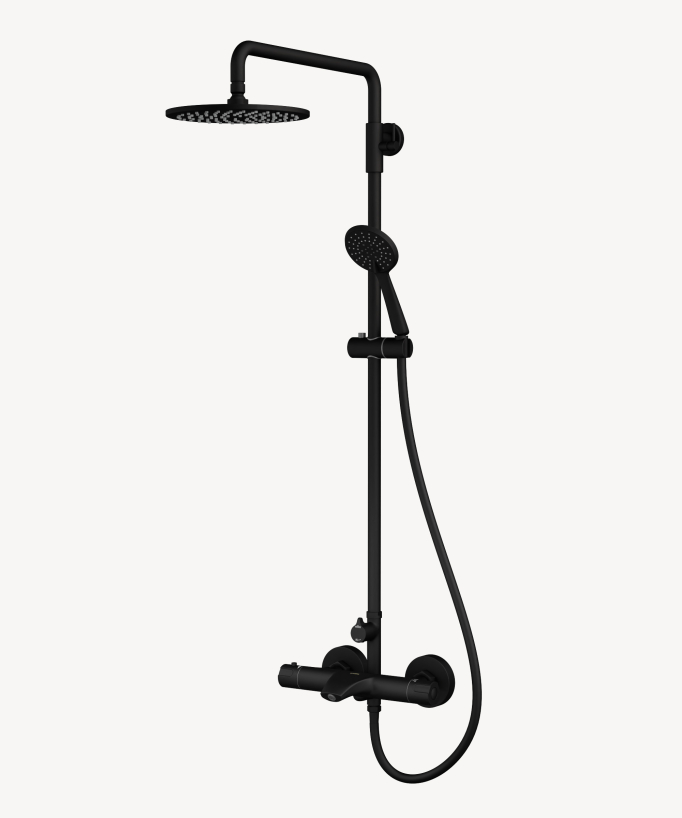 KROOS Colonne de douche thermostatique noir mat avec bain verseur en laiton
