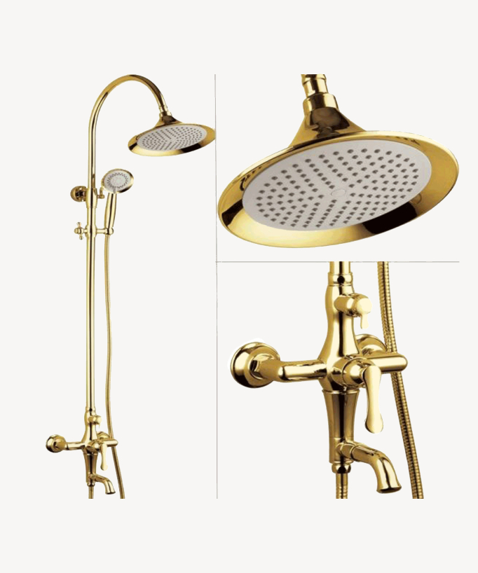 Colonne de douche et bain style antique chic et rétro doré