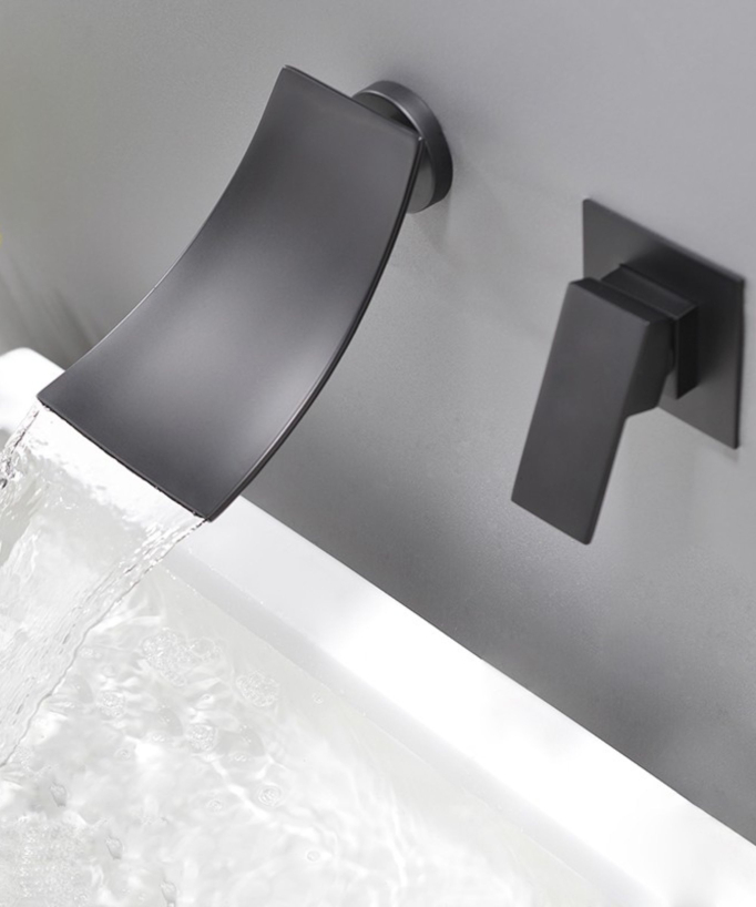 Mitigeur mural de lavabo Cascade Noir
