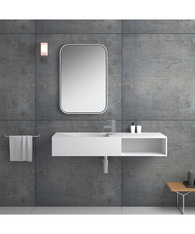 Lavabo rectangulaire suspendu Blanc mat - Lualaba