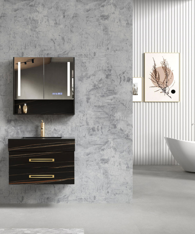 Meuble de salle de bain Noir Jaipur - 80 cm