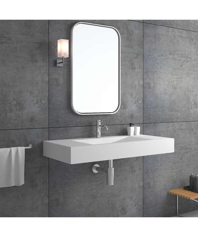 Lavabo rectangulaire suspendu Blanc mat - Kivu