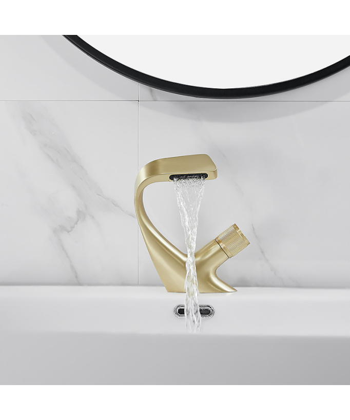 Robinet mitigeur lavabo design Doré brossé - Hydra