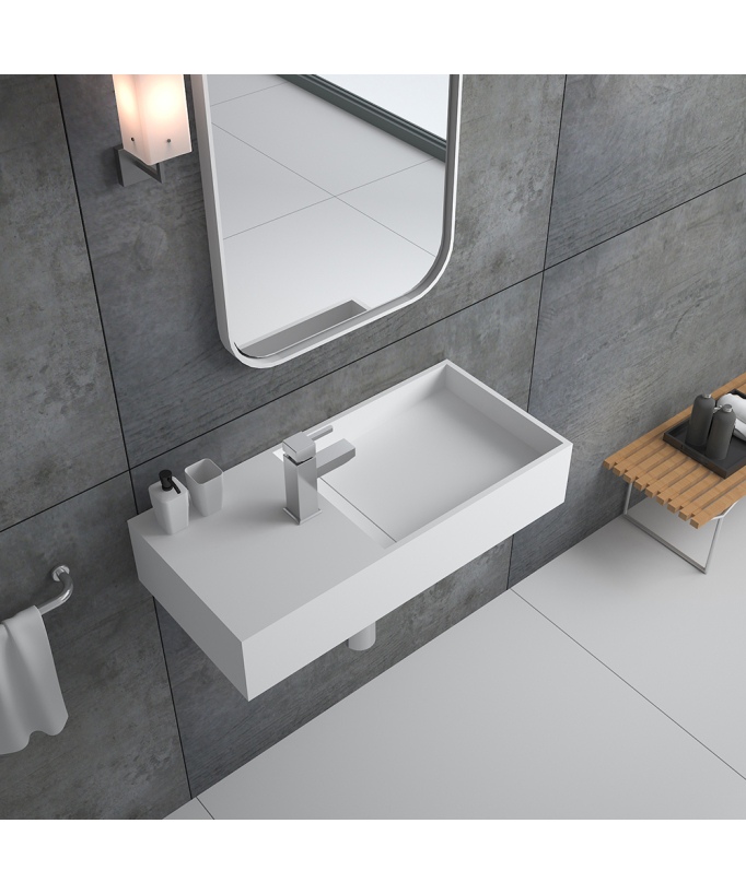 Lavabo rectangulaire suspendu Blanc mat - Kasaï