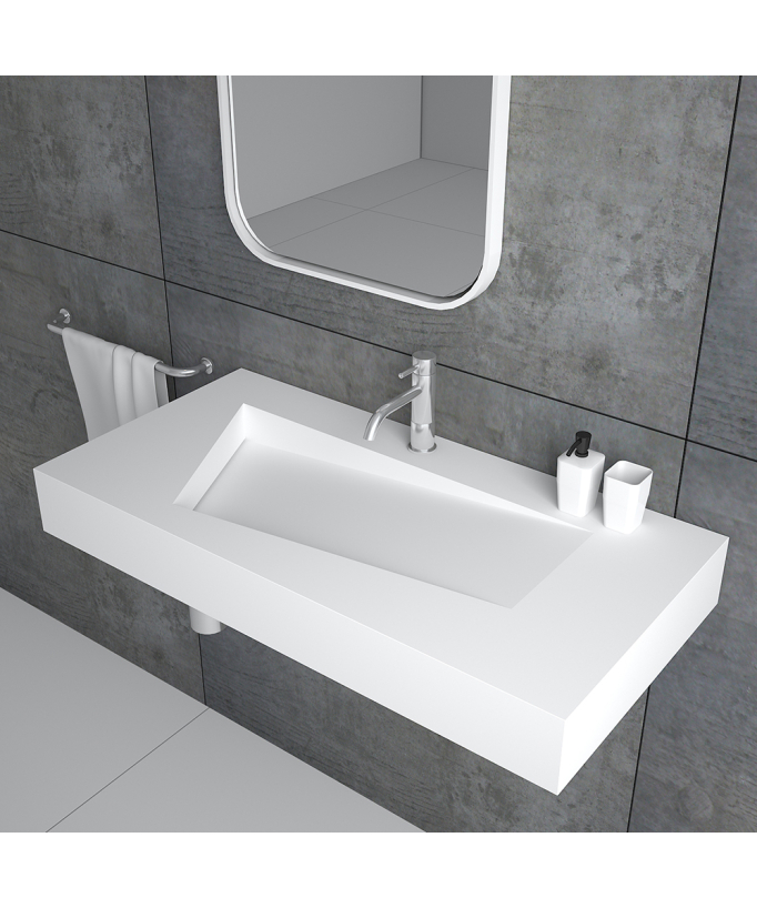 Lavabo rectangulaire suspendu Blanc mat - Kipushi