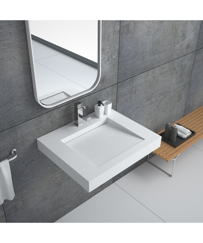 Lavabo rectangulaire suspendu Blanc mat - Kwilu