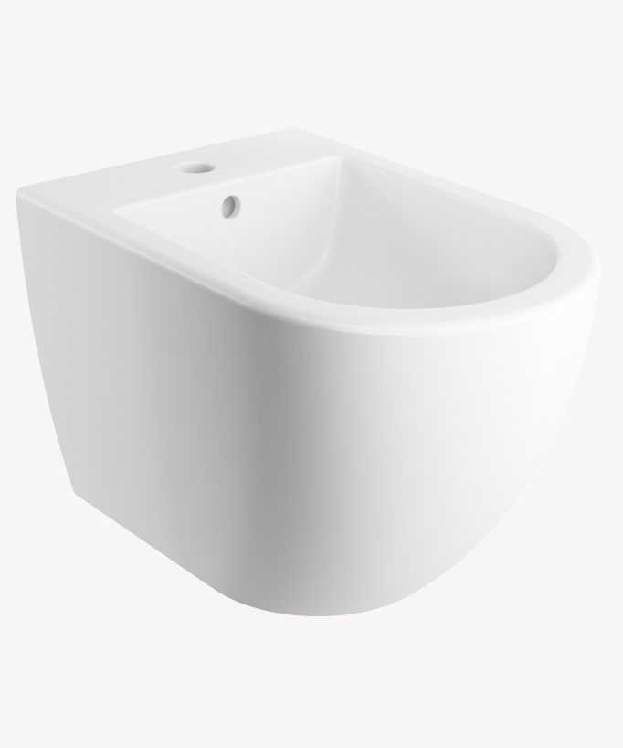 Bidet suspendu Ottawa Confort en finition blanc brillant,  avec trop plein, trou pré percé pour l'installation d'un robinet