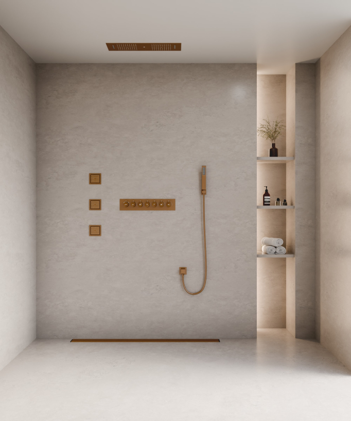 Pack douche thermostatique avec 3 jets de corps à LED - 900x300 mm