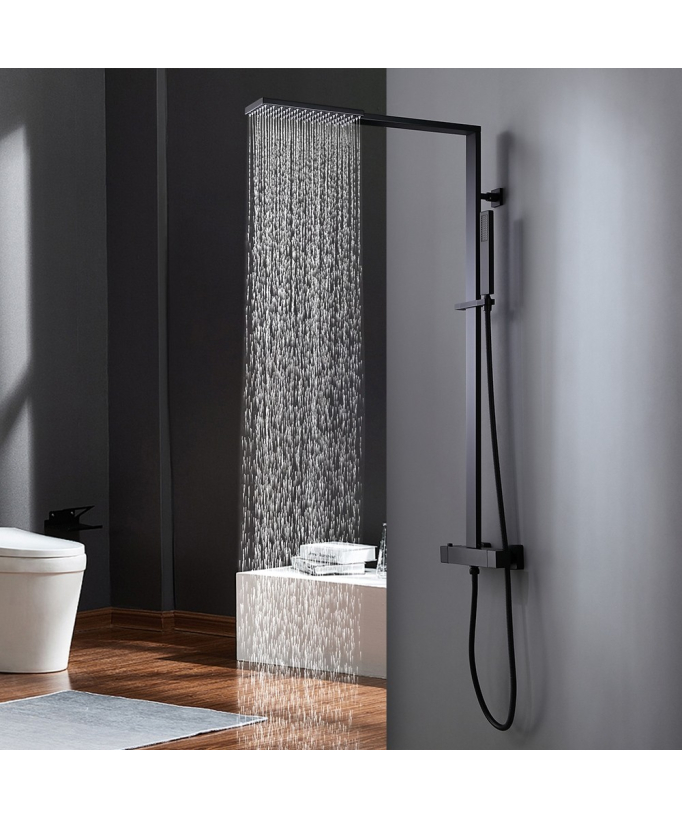 Colonne de douche thermostatique moderne noir de la collection Sirius
